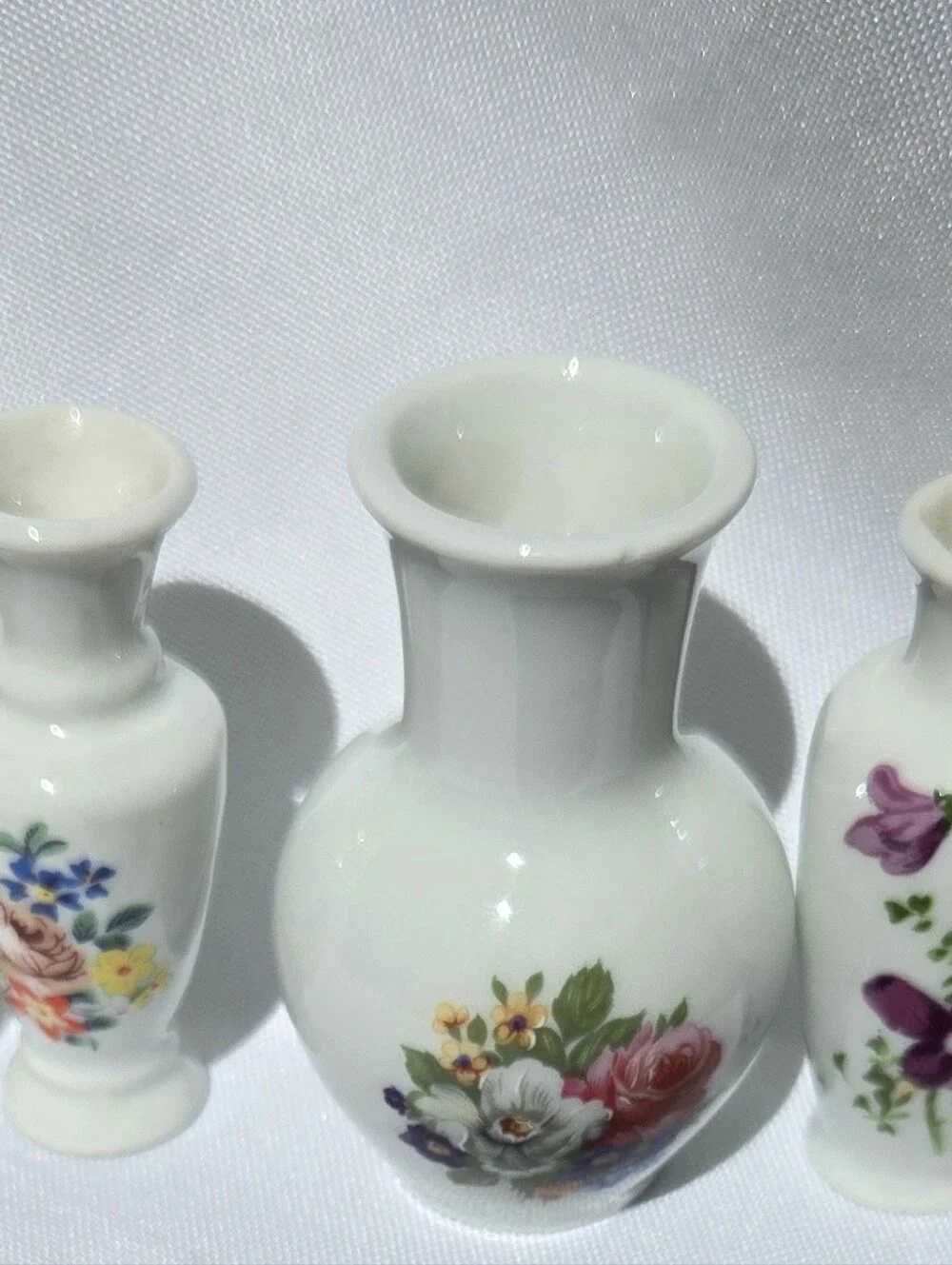 Vintage West Germany Funny Design Miniature Porcelain Bud Vases Set of 4.